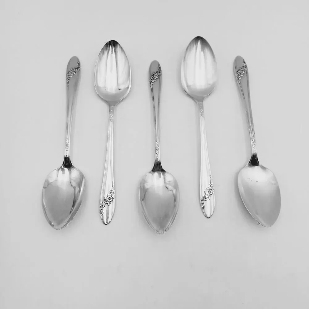 5 pc Oneida Community Queen Bess II SERVING Spoon 8.25
